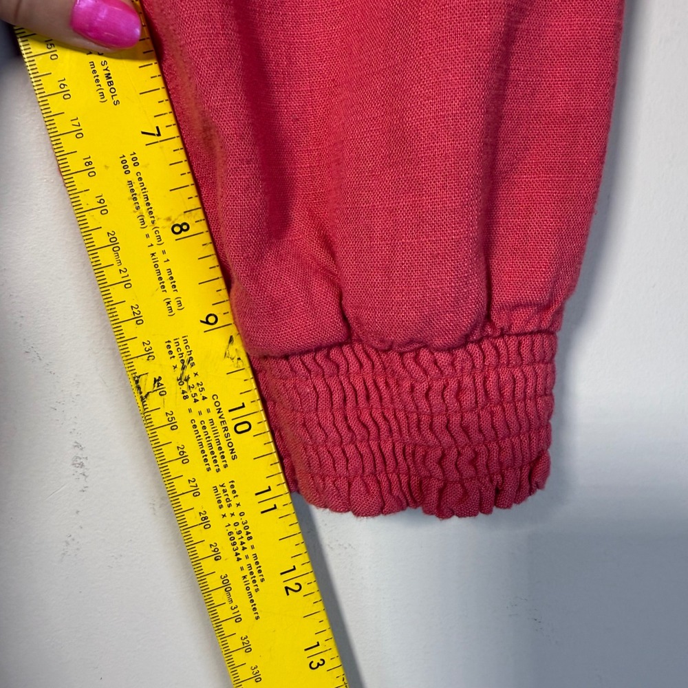J. Jill Shirt Dress Women M Petite Coral Pink Excellent Linen Button Smocked - Picture 7 of 7